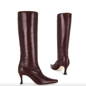 BY FAR Stevie 42 Heeled Boot Sour Cherry Dark Red Leather Tall 39